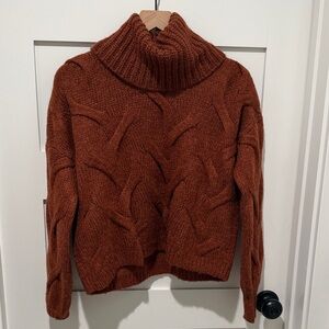 Madewell Rust Cable Knit Turtleneck Sweater